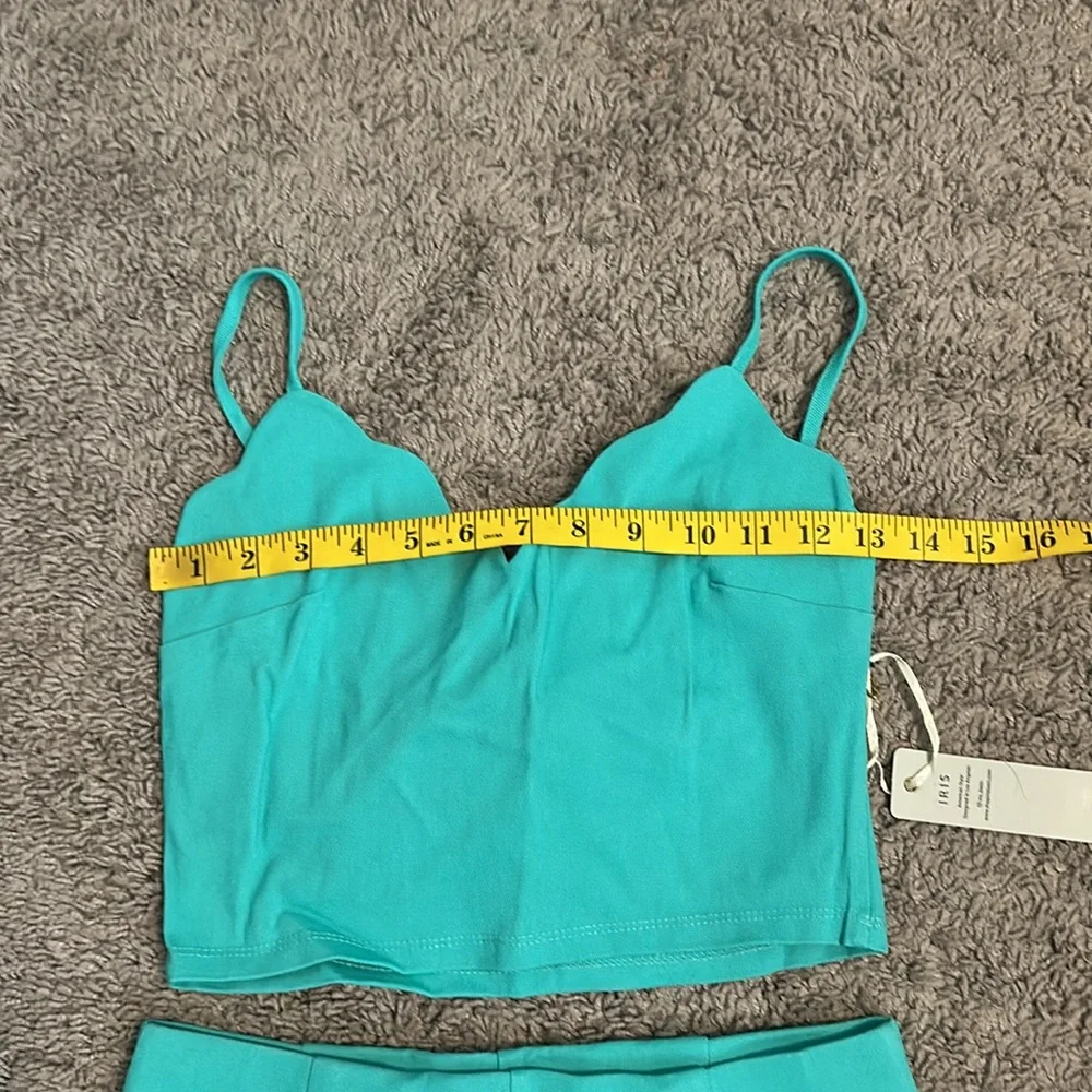 Nwt torquoise  Scalloped Crop Top‎ and Shorts Set resort wear summer